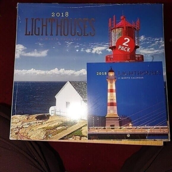 2018 LIGHTHOUSES CALENDARS-2 PACK/NEW/SEALED/VINTAGE-2018-NEW - Picture 1 of 2